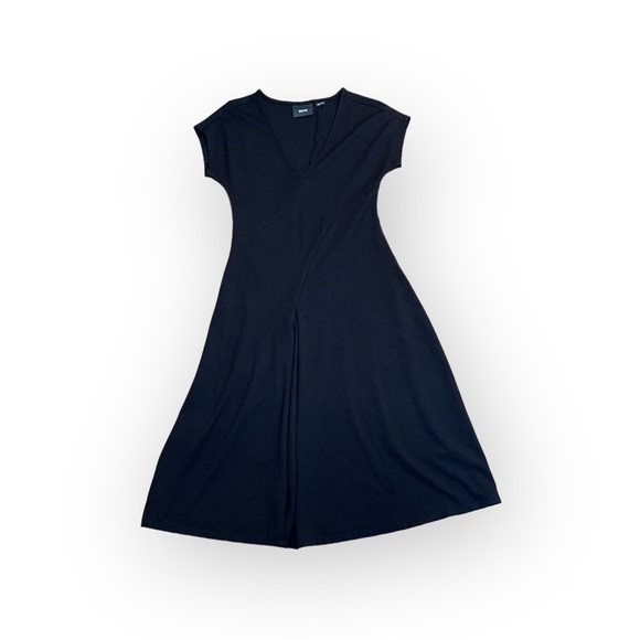 Anthropologie Dresses & Skirts - Maeve Black Short Sleeve  Bias Cut Midi Dress  Size M